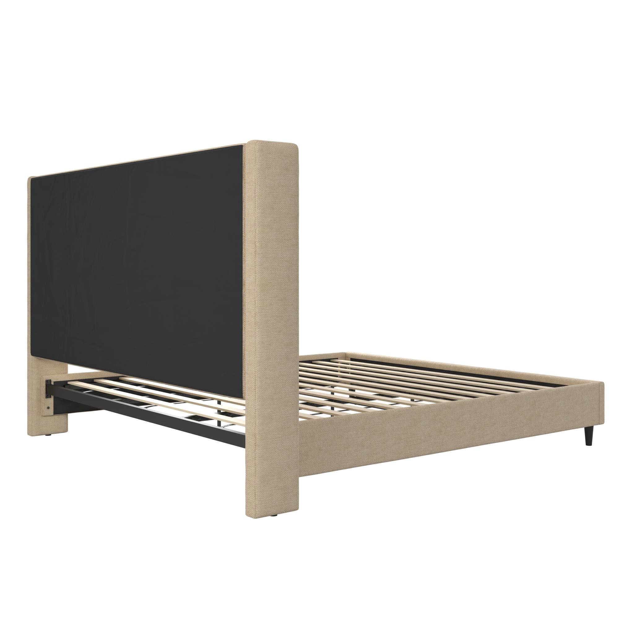 DHP Eveline Upholstered Wingback Bed - Textured Beige Canvas - King