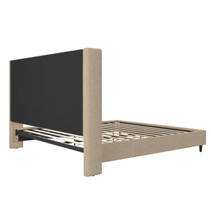 DHP Eveline Upholstered Wingback Bed - Textured Beige Canvas - King