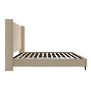 DHP Eveline Upholstered Wingback Bed - Textured Beige Canvas - King