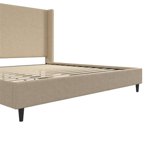 DHP Eveline Upholstered Wingback Bed - Textured Beige Canvas - King