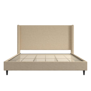 DHP Eveline Upholstered Wingback Bed - Textured Beige Canvas - King