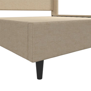 DHP Eveline Upholstered Wingback Bed - Textured Beige Canvas - King