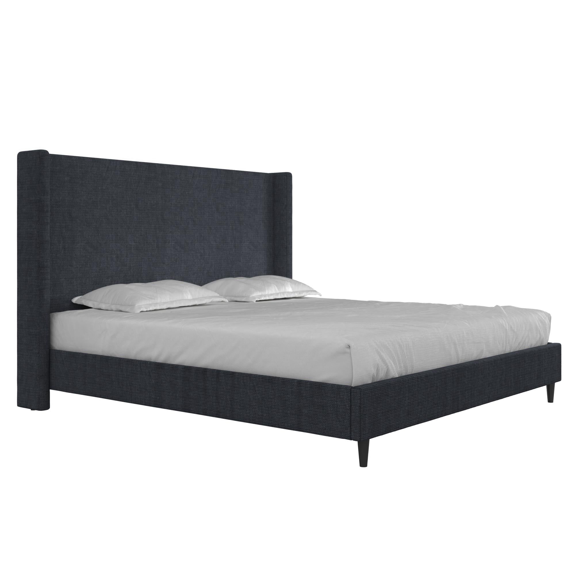DHP Eveline Upholstered Wingback Bed - Textured Dark Blue Canvas - King