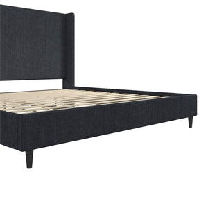 DHP Eveline Upholstered Wingback Bed - Textured Dark Blue Canvas - King