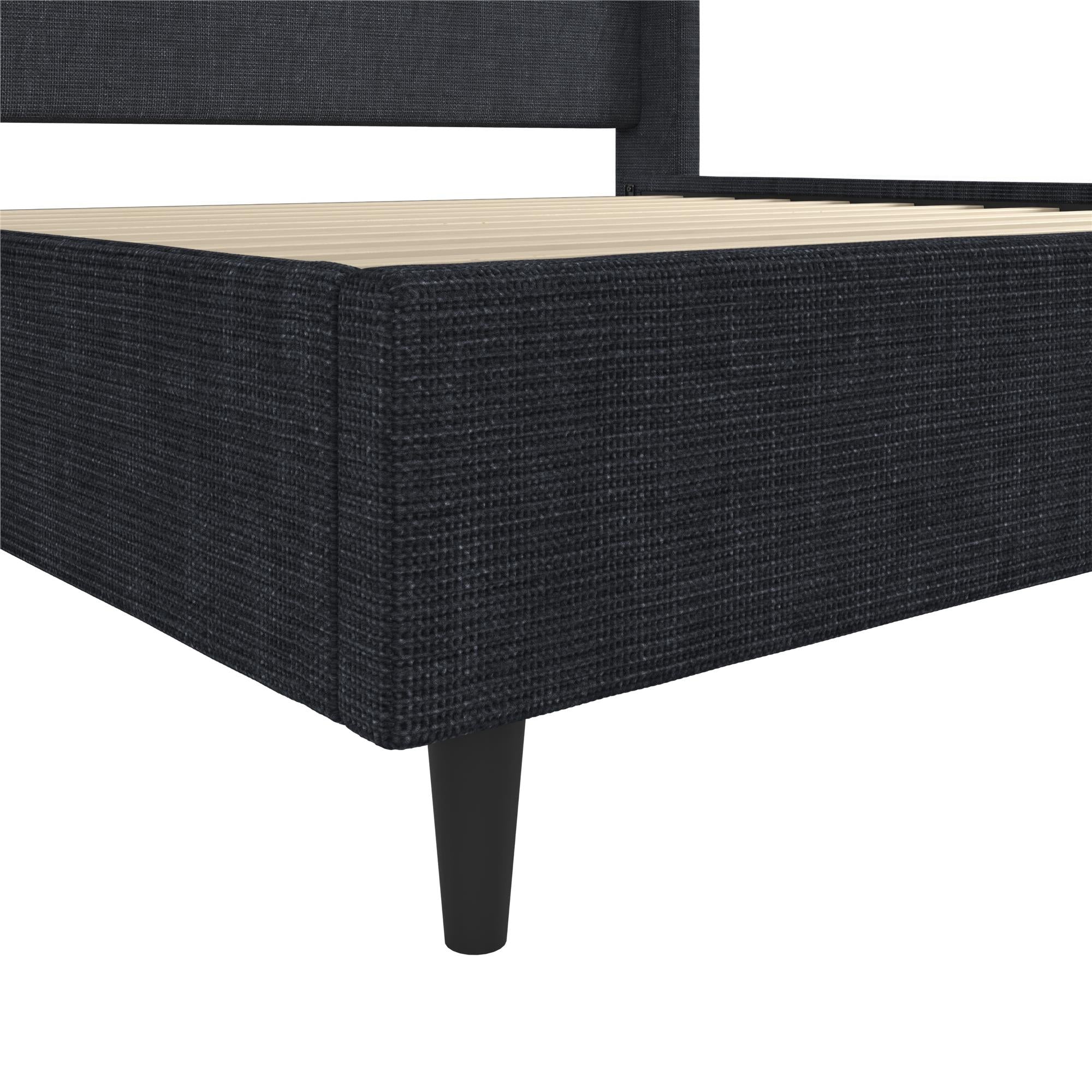 DHP Eveline Upholstered Wingback Bed - Textured Dark Blue Canvas - King