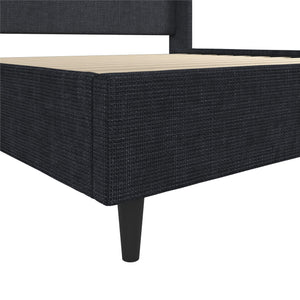DHP Eveline Upholstered Wingback Bed - Textured Dark Blue Canvas - King