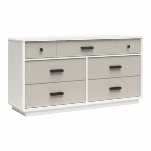 CosmoLiving Valencia 7-Drawer Wide Dresser - Taupe/White