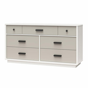 CosmoLiving Valencia 7-Drawer Wide Dresser - Taupe/White