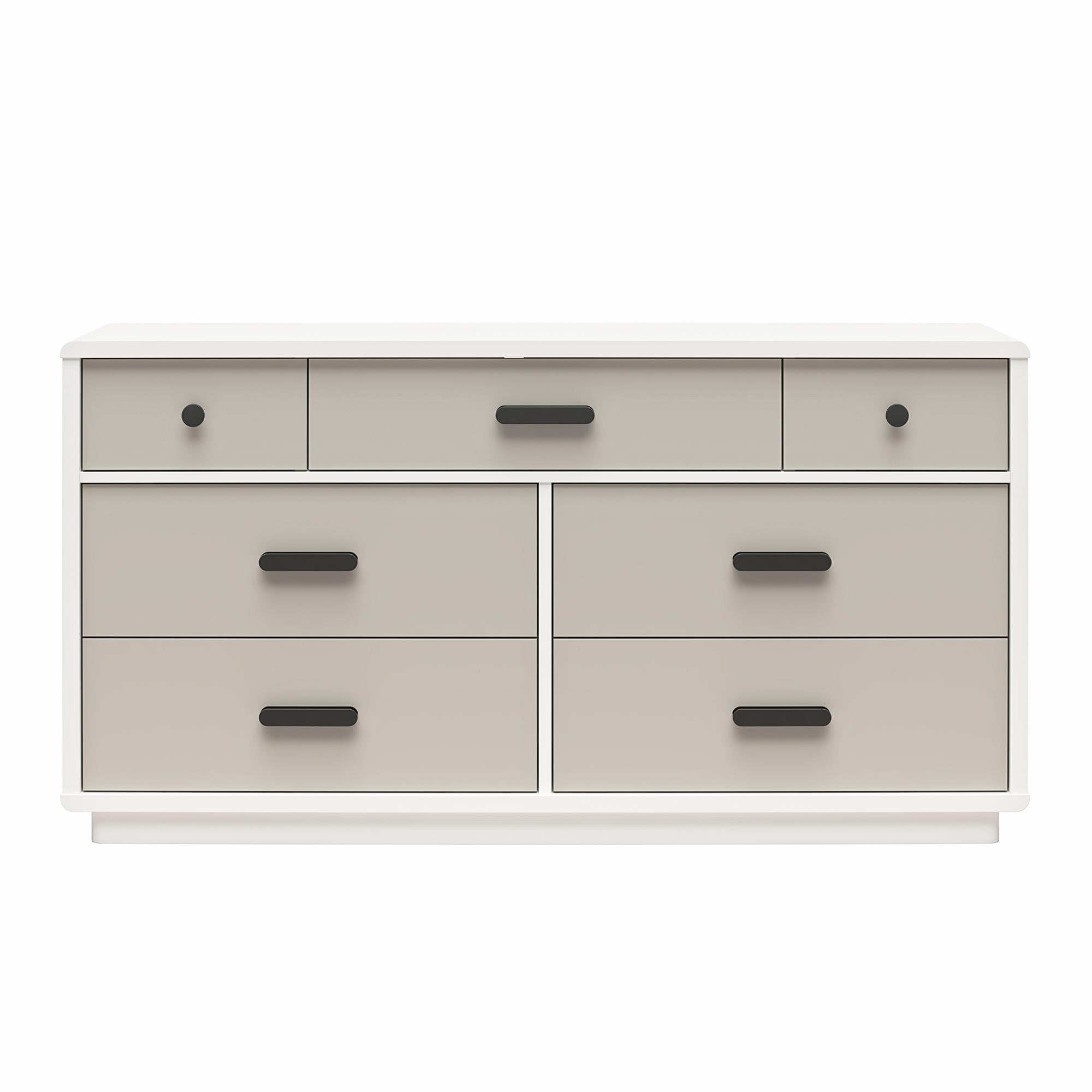 CosmoLiving Valencia 7-Drawer Wide Dresser - Taupe/White