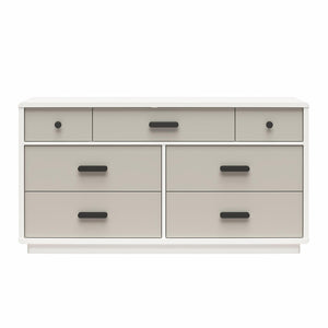 CosmoLiving Valencia 7-Drawer Wide Dresser - Taupe/White