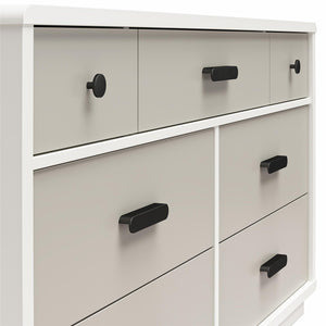 CosmoLiving Valencia 7-Drawer Wide Dresser - Taupe/White