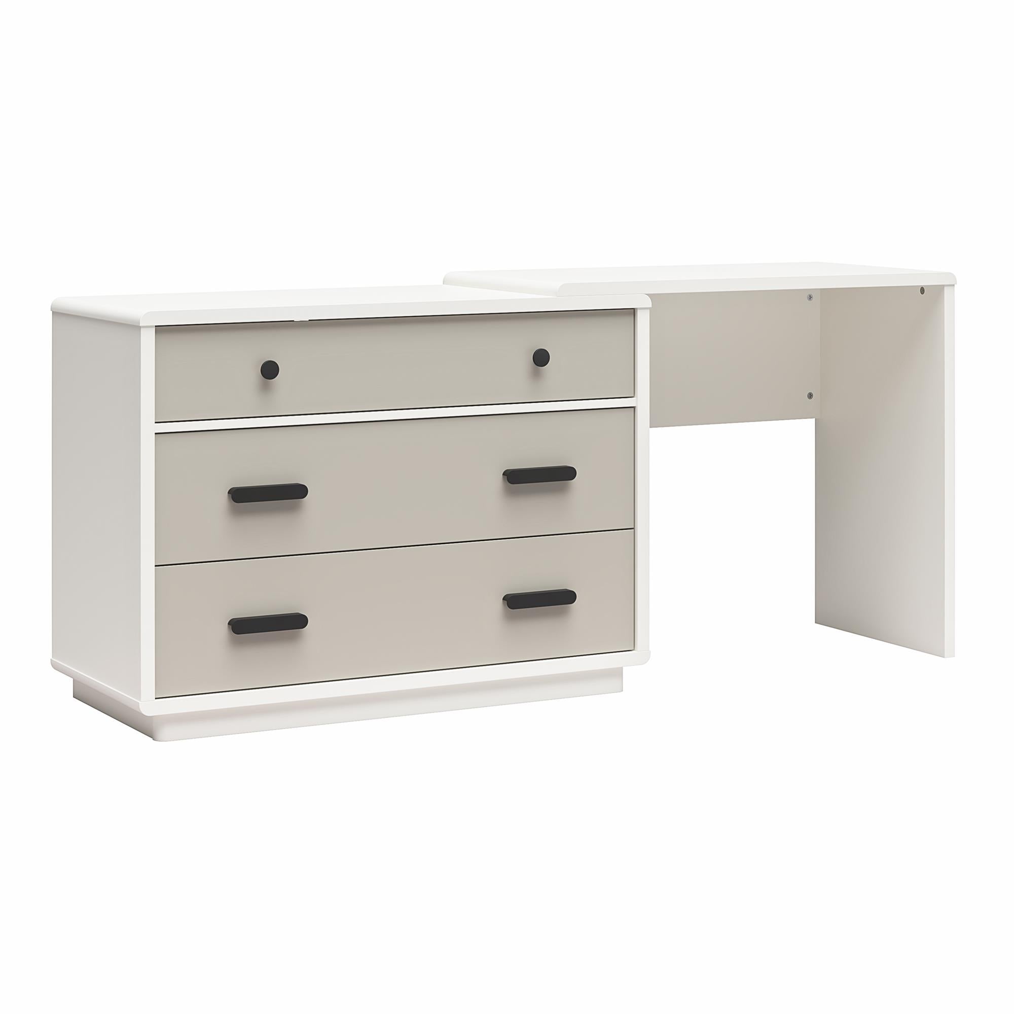 CosmoLiving Valencia 3-Drawer Dresser and Desk Combo - Taupe/White