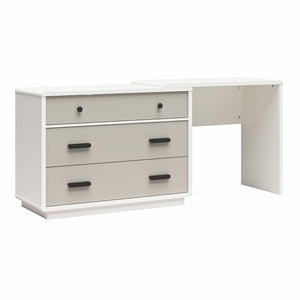CosmoLiving Valencia 3-Drawer Dresser and Desk Combo - Taupe/White