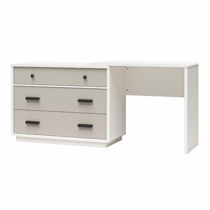 CosmoLiving Valencia 3-Drawer Dresser and Desk Combo - Taupe/White