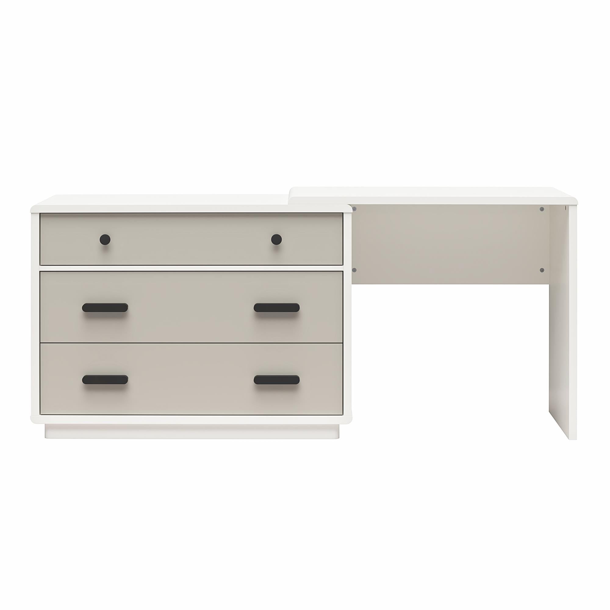 CosmoLiving Valencia 3-Drawer Dresser and Desk Combo - Taupe/White