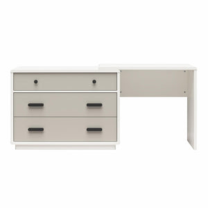 CosmoLiving Valencia 3-Drawer Dresser and Desk Combo - Taupe/White