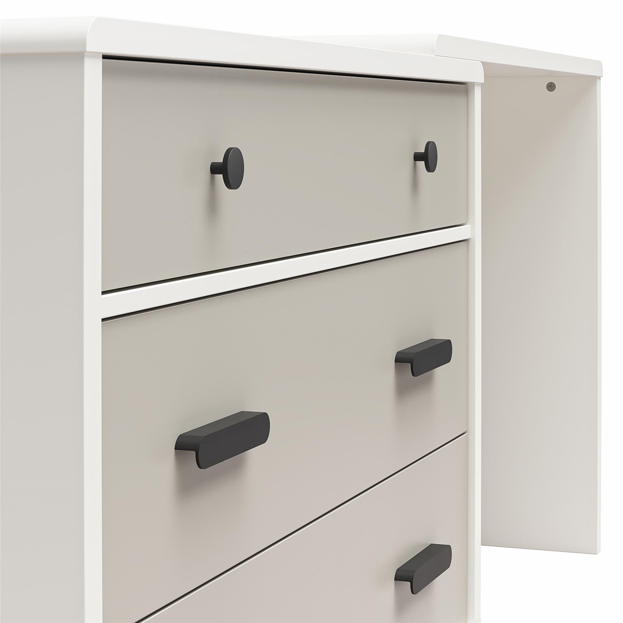 CosmoLiving Valencia 3-Drawer Dresser and Desk Combo - Taupe/White