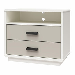CosmoLiving Valencia 2-Drawer Nightstand - Taupe/White