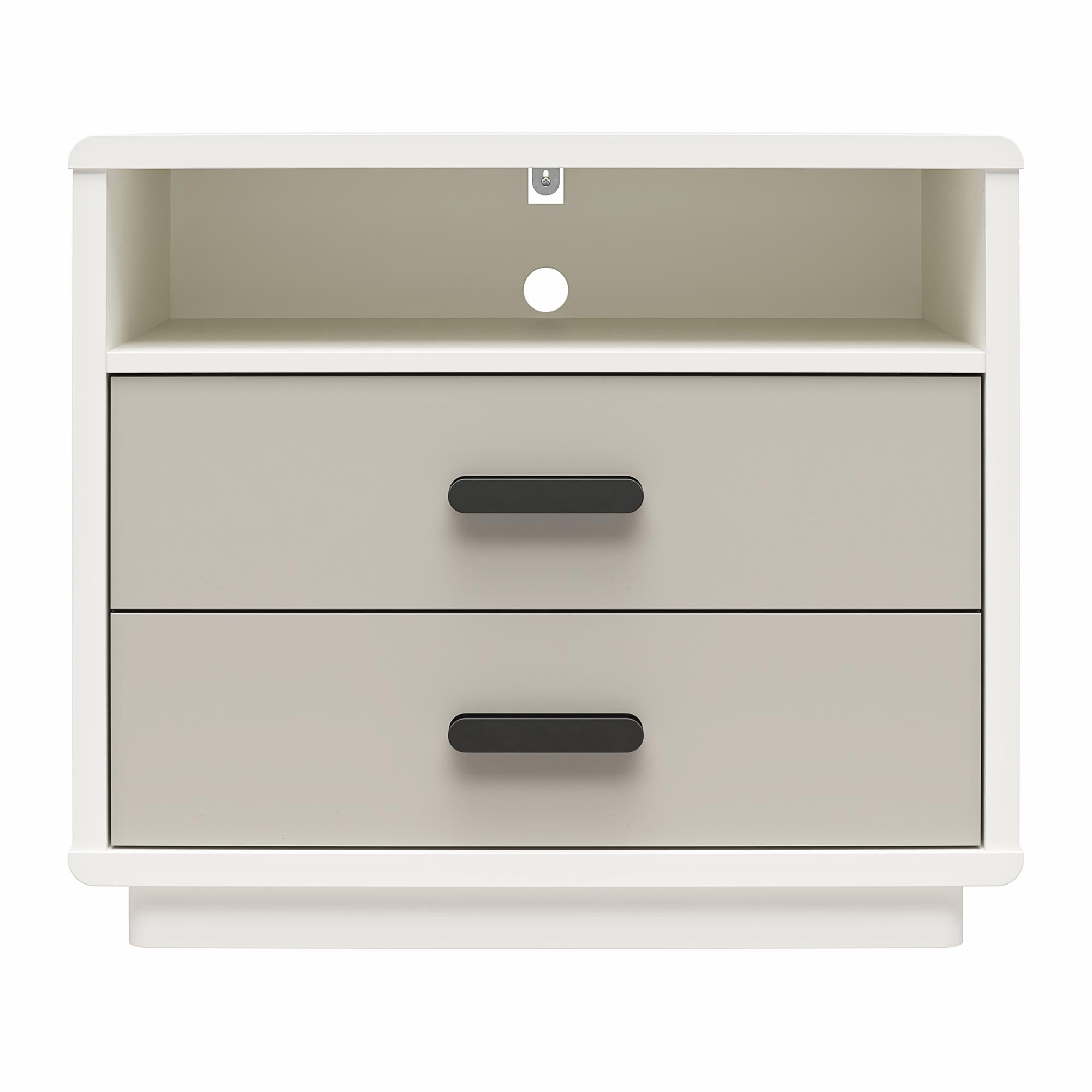 CosmoLiving Valencia 2-Drawer Nightstand - Taupe/White