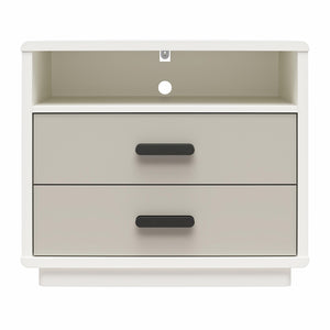 CosmoLiving Valencia 2-Drawer Nightstand - Taupe/White