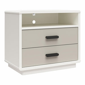 CosmoLiving Valencia 2-Drawer Nightstand - Taupe/White