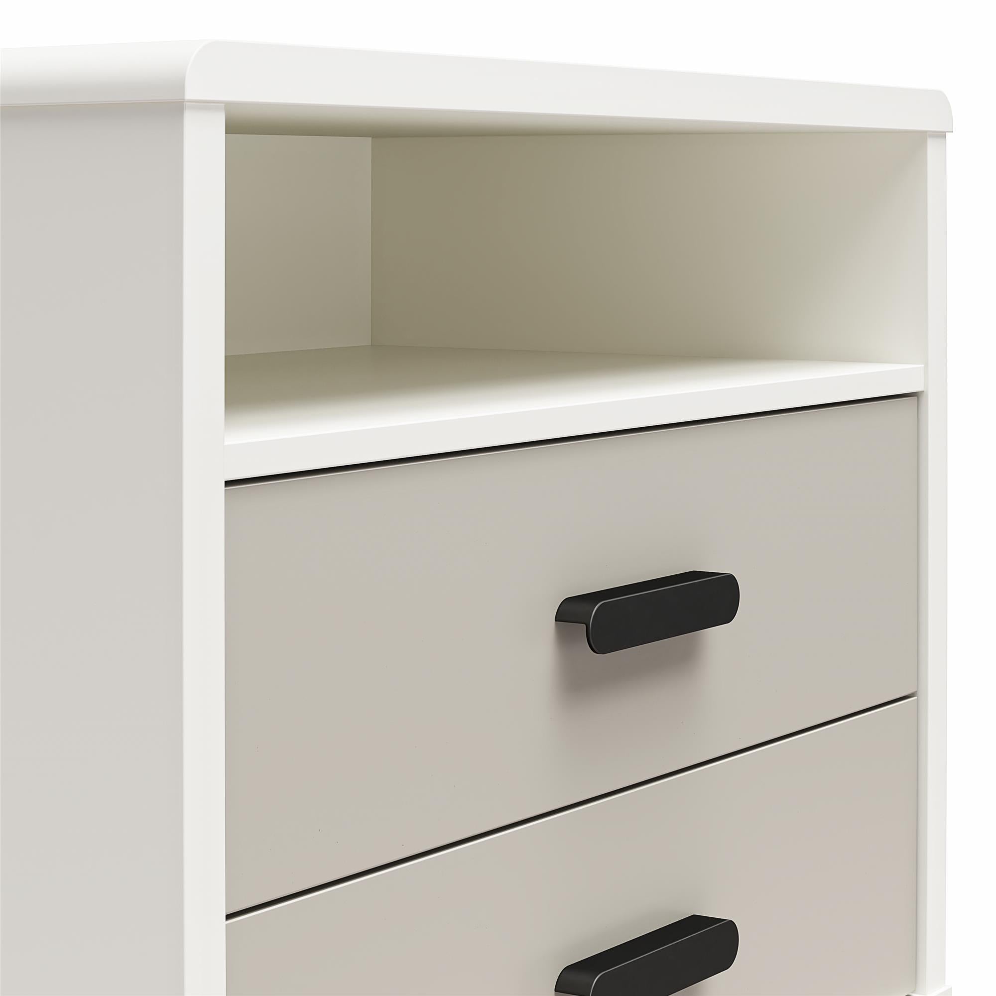 CosmoLiving Valencia 2-Drawer Nightstand - Taupe/White