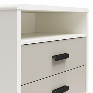 CosmoLiving Valencia 2-Drawer Nightstand - Taupe/White