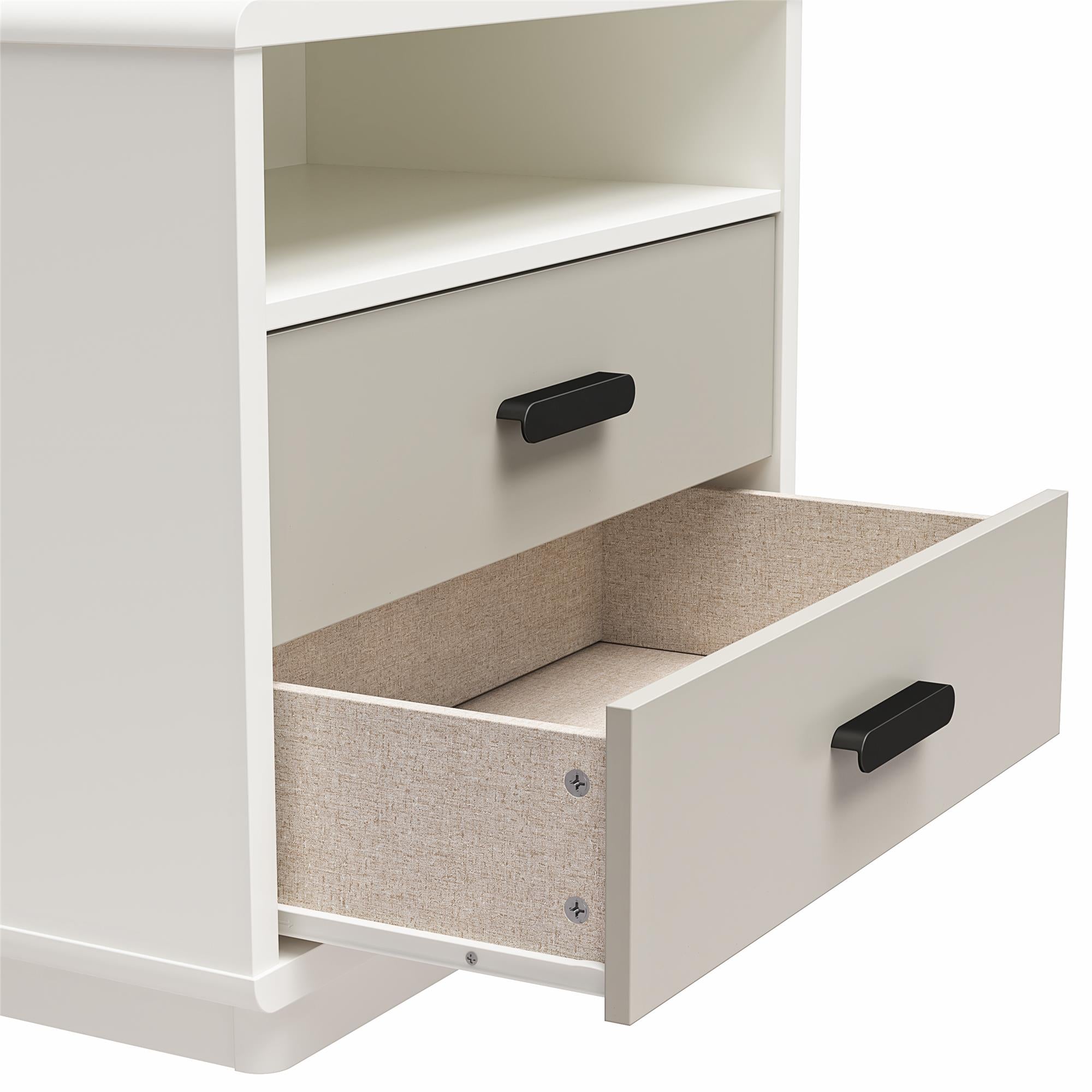 CosmoLiving Valencia 2-Drawer Nightstand - Taupe/White