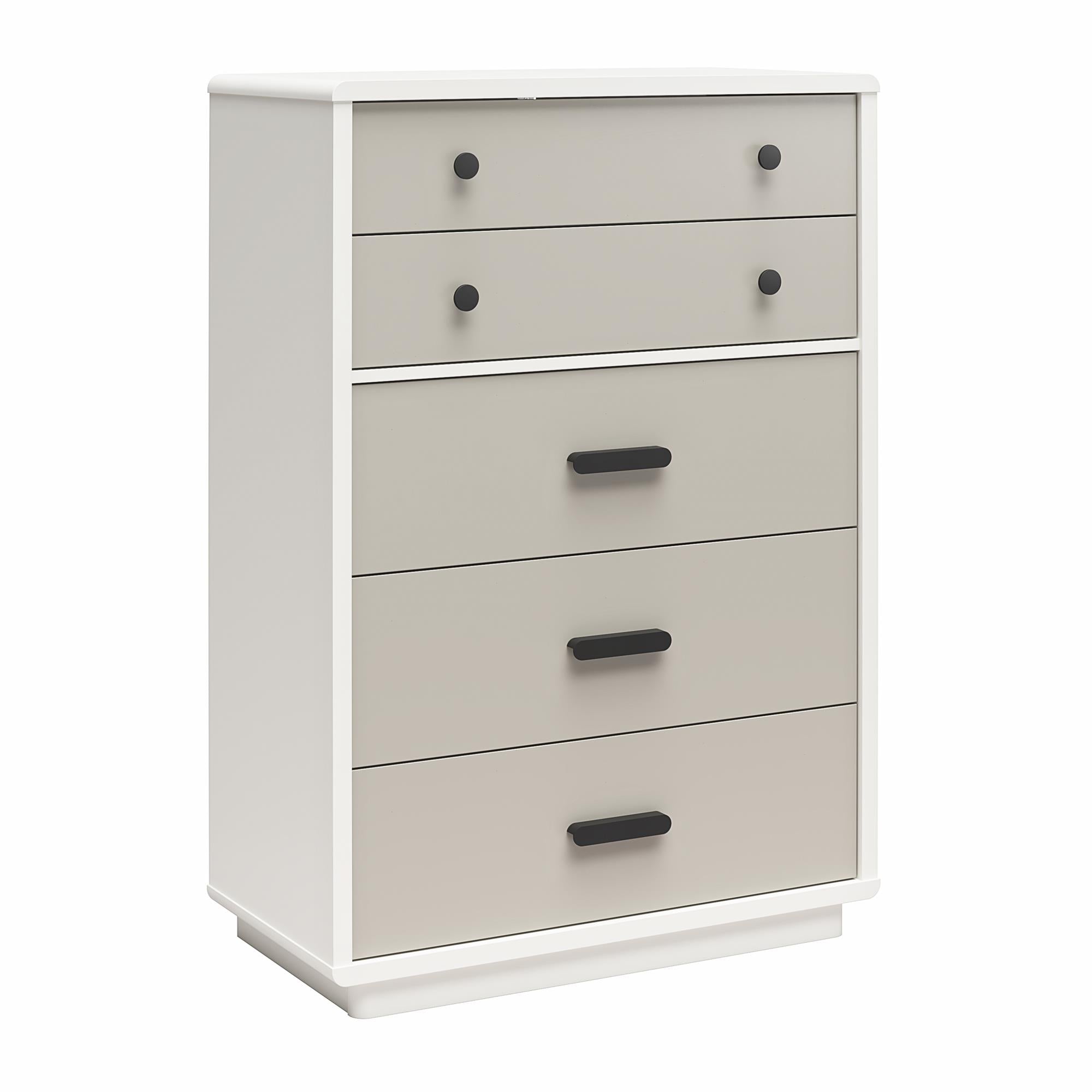 CosmoLiving Valencia Tall 5-Drawer Dresser - Taupe/White