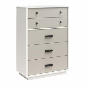 CosmoLiving Valencia Tall 5-Drawer Dresser - Taupe/White