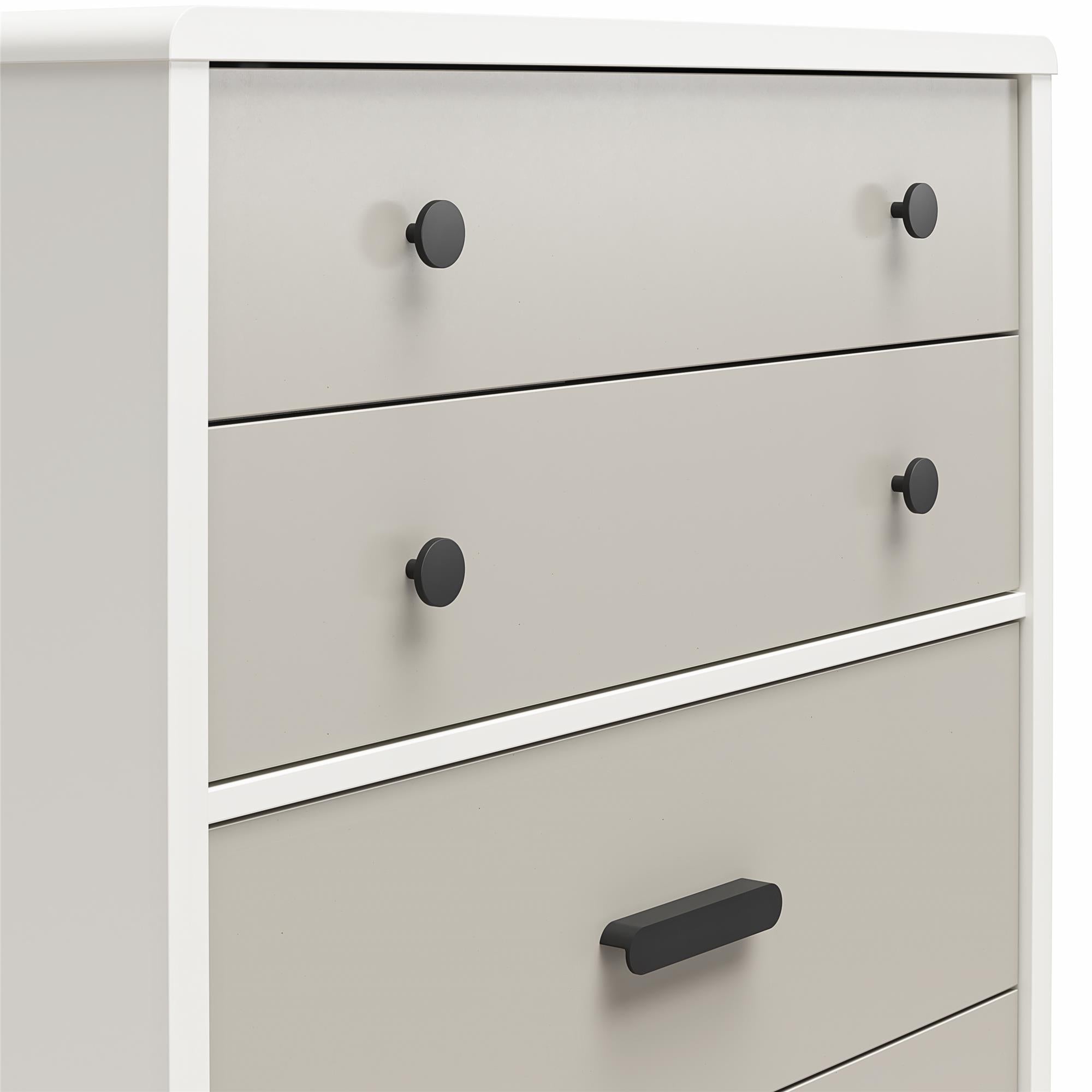 CosmoLiving Valencia Tall 5-Drawer Dresser - Taupe/White
