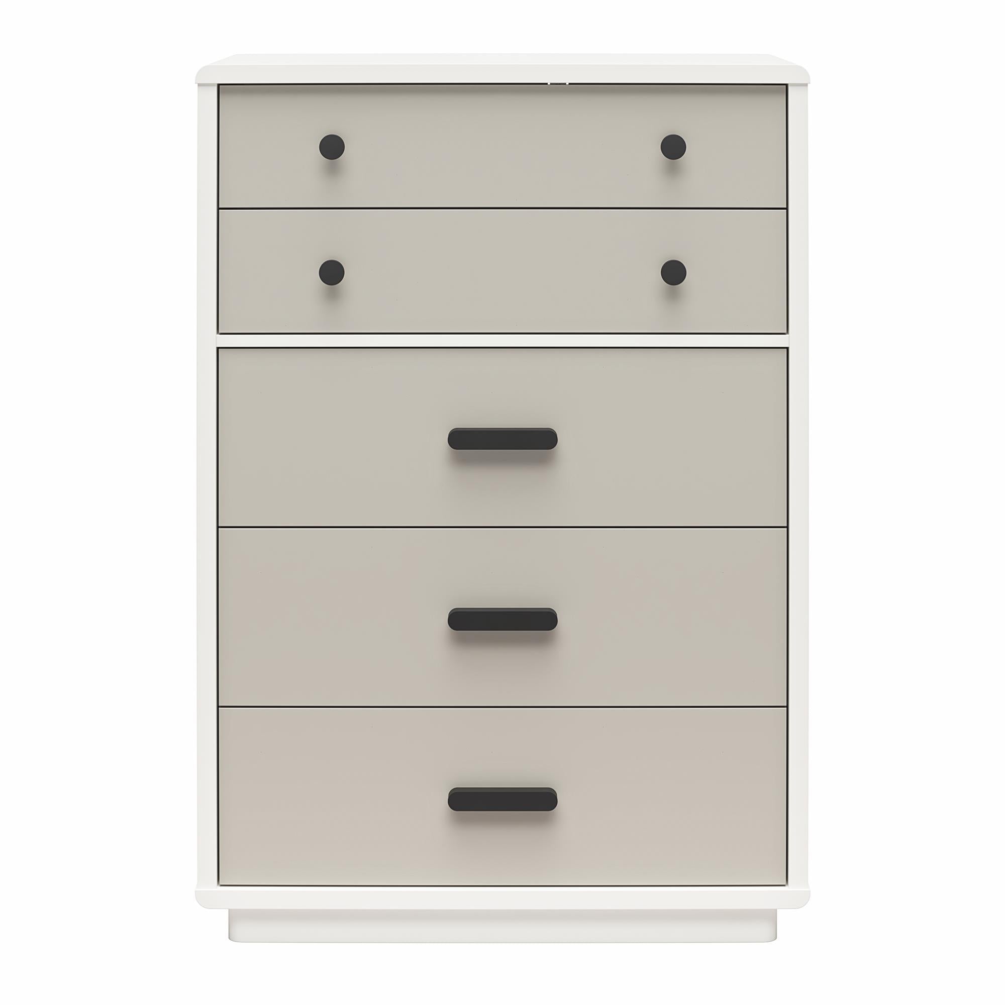 CosmoLiving Valencia Tall 5-Drawer Dresser - Taupe/White