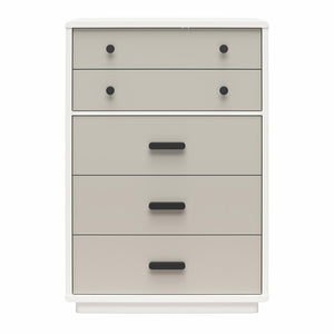CosmoLiving Valencia Tall 5-Drawer Dresser - Taupe/White