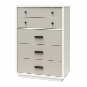CosmoLiving Valencia Tall 5-Drawer Dresser - Taupe/White