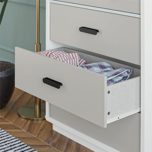 CosmoLiving Valencia Tall 5-Drawer Dresser - Taupe/White