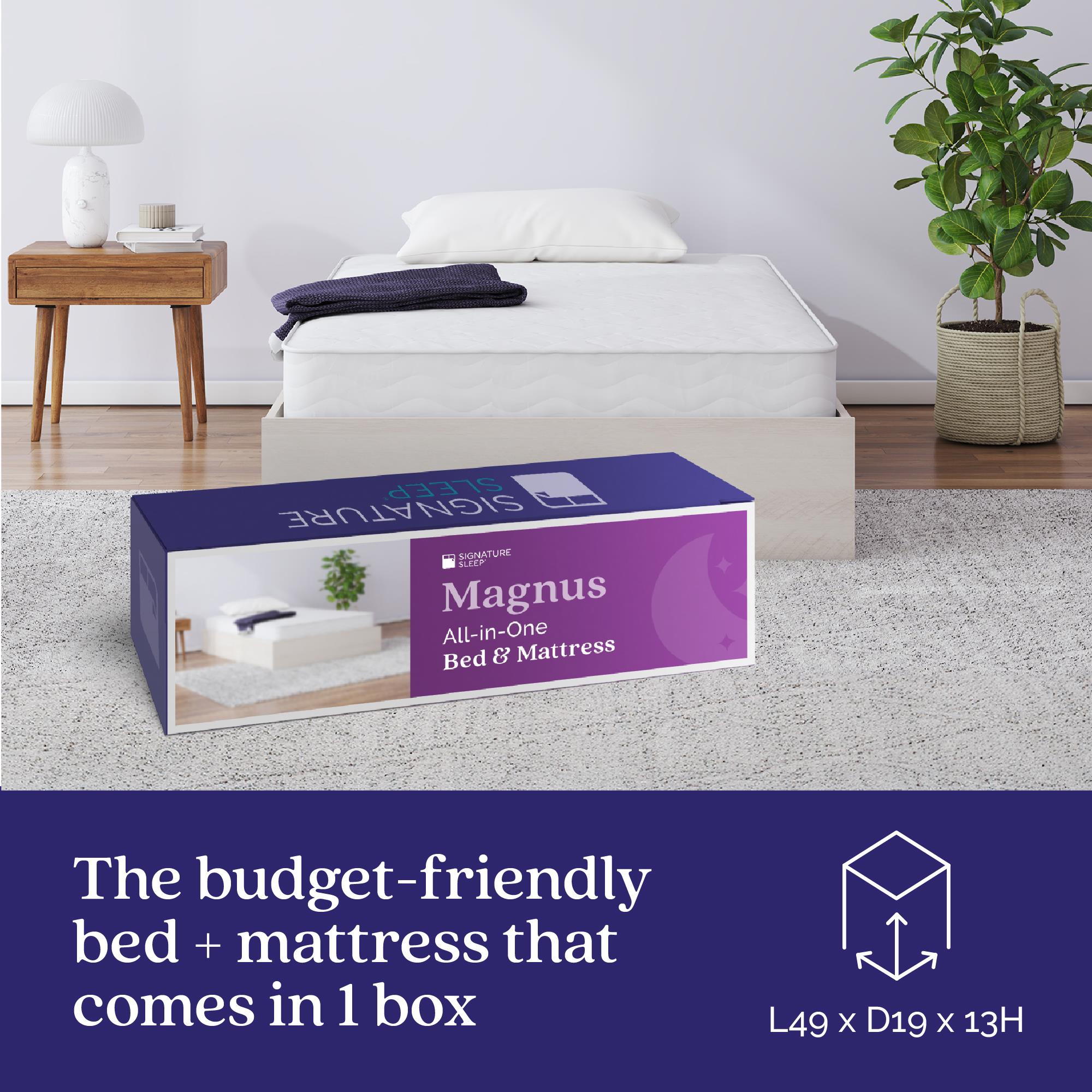 Signature Sleep Magnus Twin Size Bed and Mattress Set - Ivory Oak - Twin