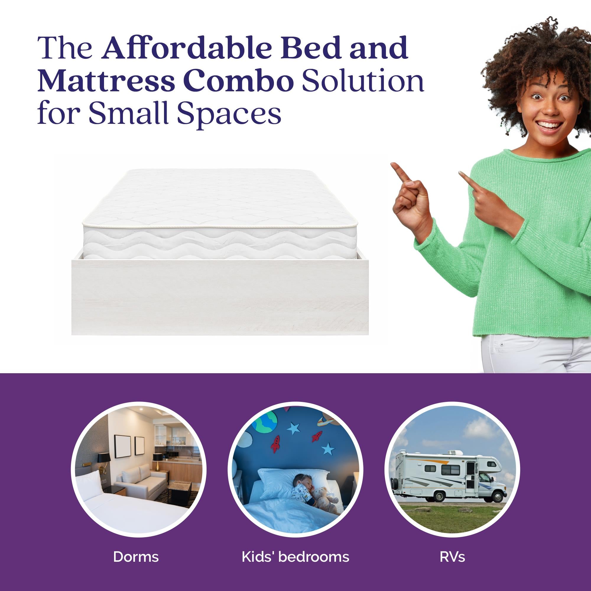 Signature Sleep Magnus Twin Size Bed and Mattress Set - Ivory Oak - Twin