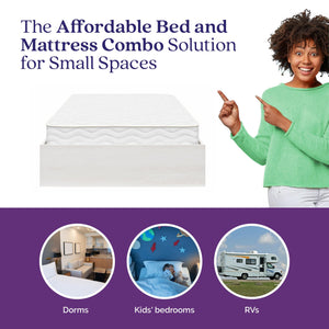 Signature Sleep Magnus Twin Size Bed and Mattress Set - Ivory Oak - Twin