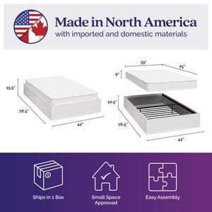 Signature Sleep Magnus Twin Size Bed and Mattress Set - Ivory Oak - Twin