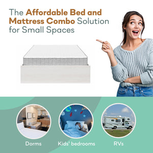 RealRooms DreamSaver Platform Bed Frame and Mattress Set - Ivory Oak - Twin
