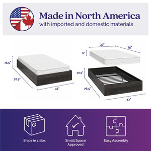 Signature Sleep Magnus Twin Size Bed and Mattress Set - Black Oak - Twin