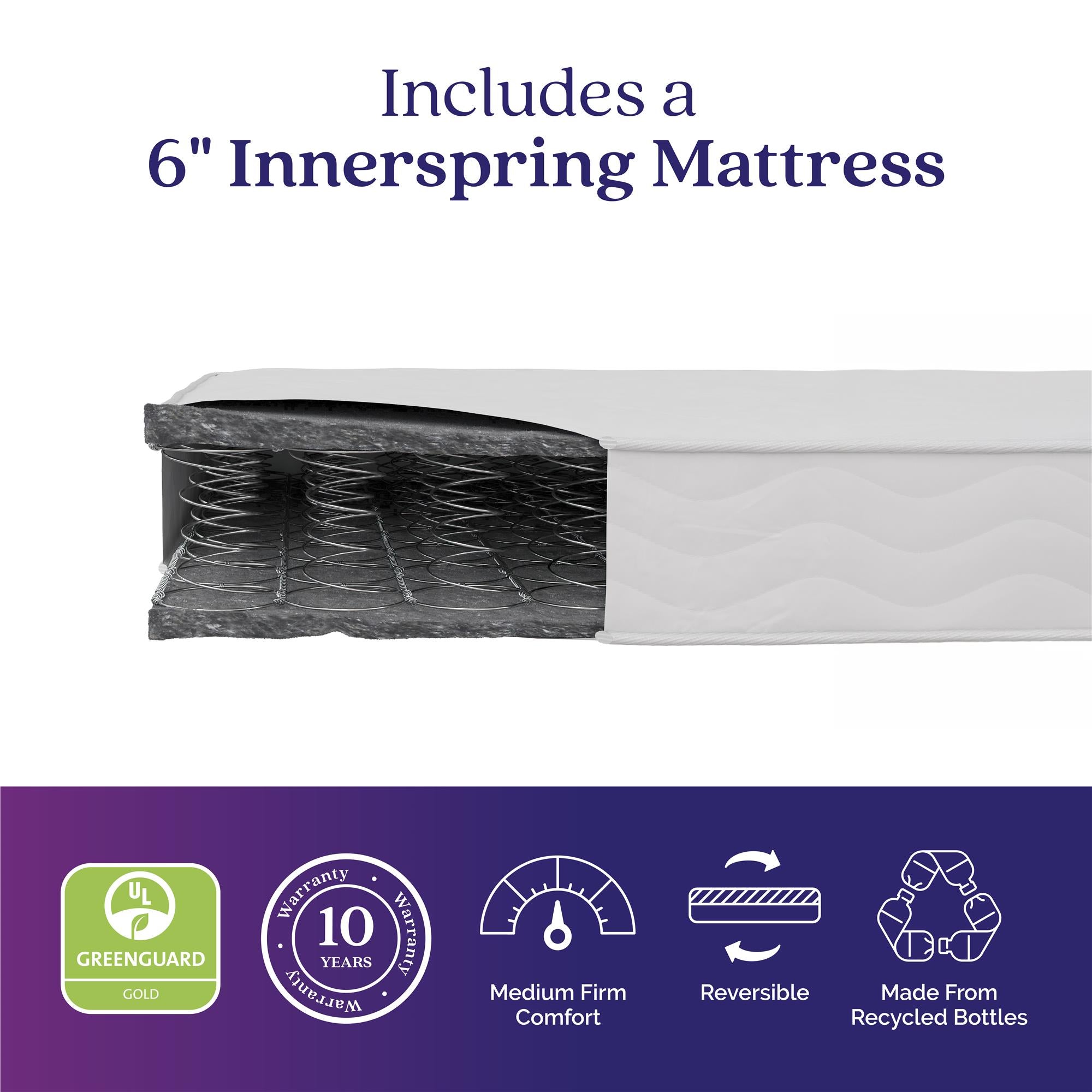Signature Sleep Magnus Twin Size Bed and Mattress Set - Black Oak - Twin