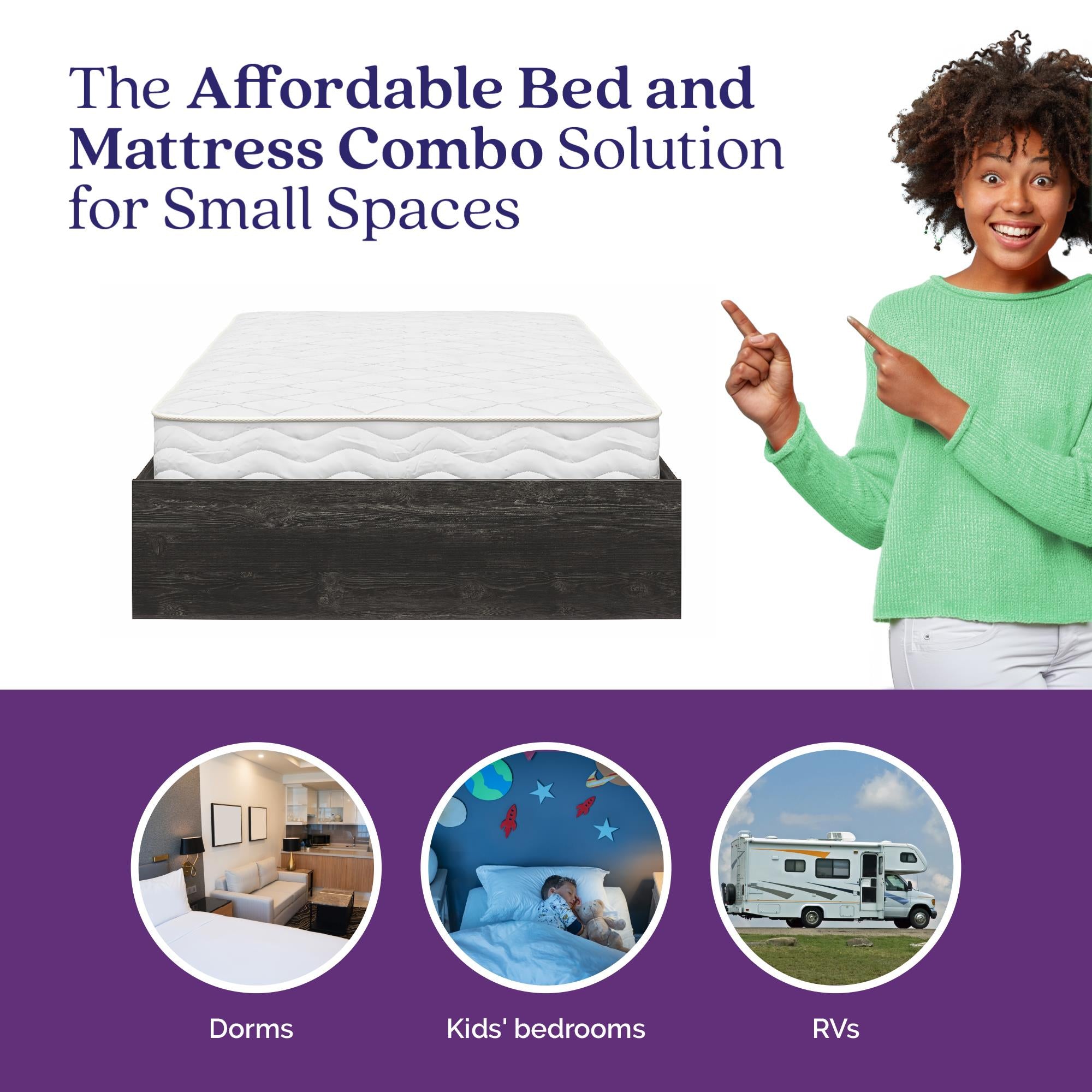 Signature Sleep Magnus Twin Size Bed and Mattress Set - Black Oak - Twin
