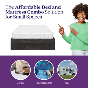 Signature Sleep Magnus Twin Size Bed and Mattress Set - Black Oak - Twin