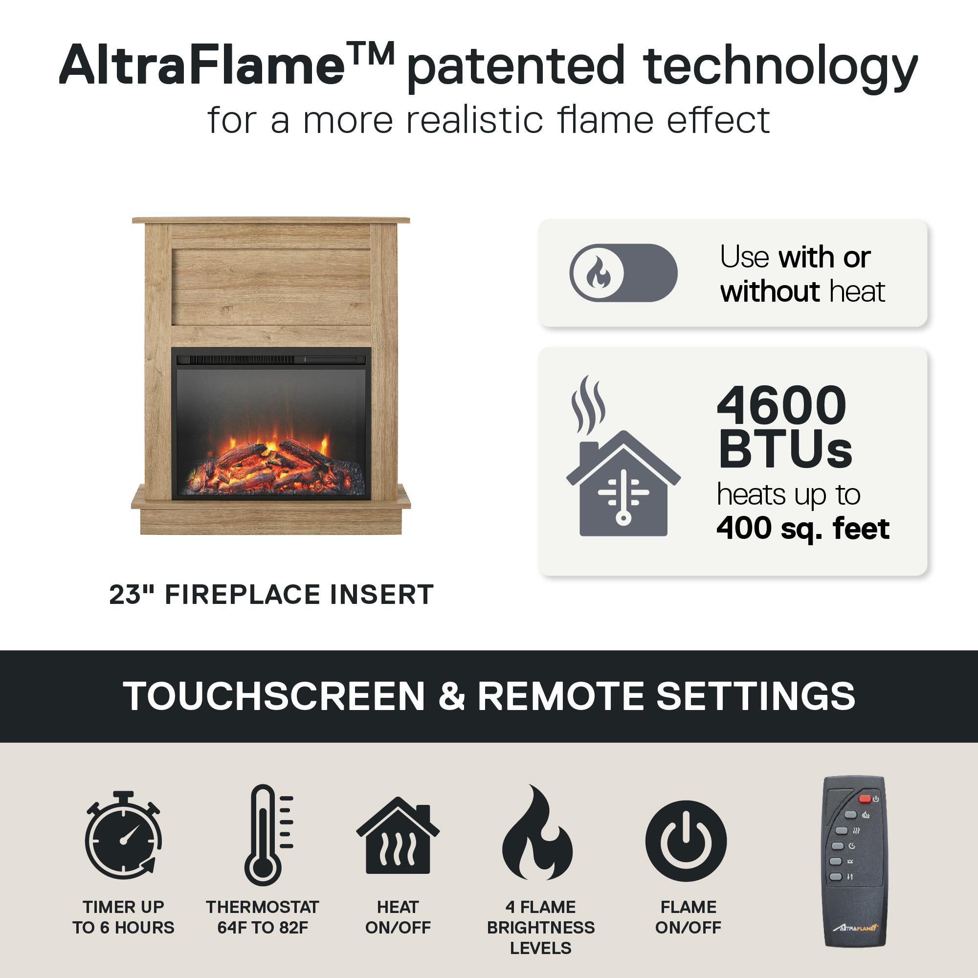 Ameriwood Home Ellsworth Electric Fireplace with Mantel - Natural