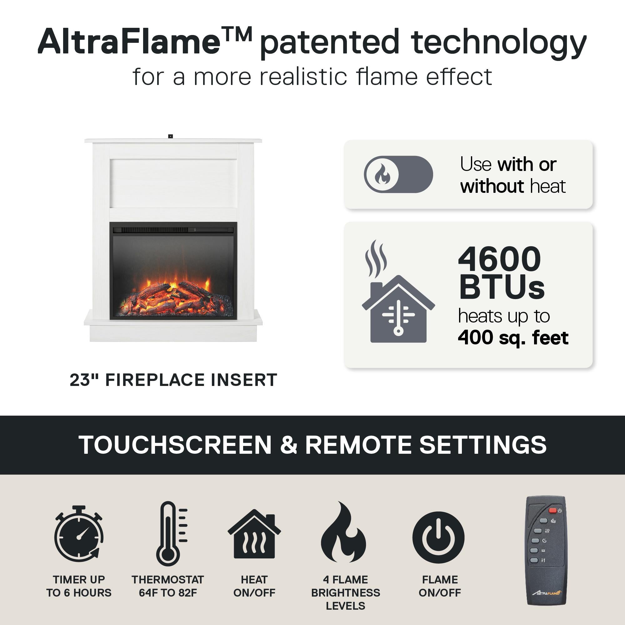 Ameriwood Home Ellsworth Electric Fireplace with Mantel - White
