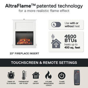 Ameriwood Home Ellsworth Electric Fireplace with Mantel - White