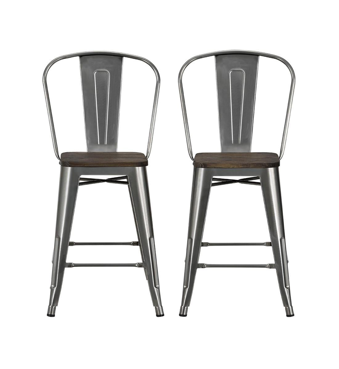 DHP Luxor 24"  Counter Height Bar Stool, Set of 2 - Antique Gun Metal