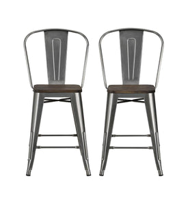DHP Luxor 24"  Counter Height Bar Stool, Set of 2 - Antique Gun Metal