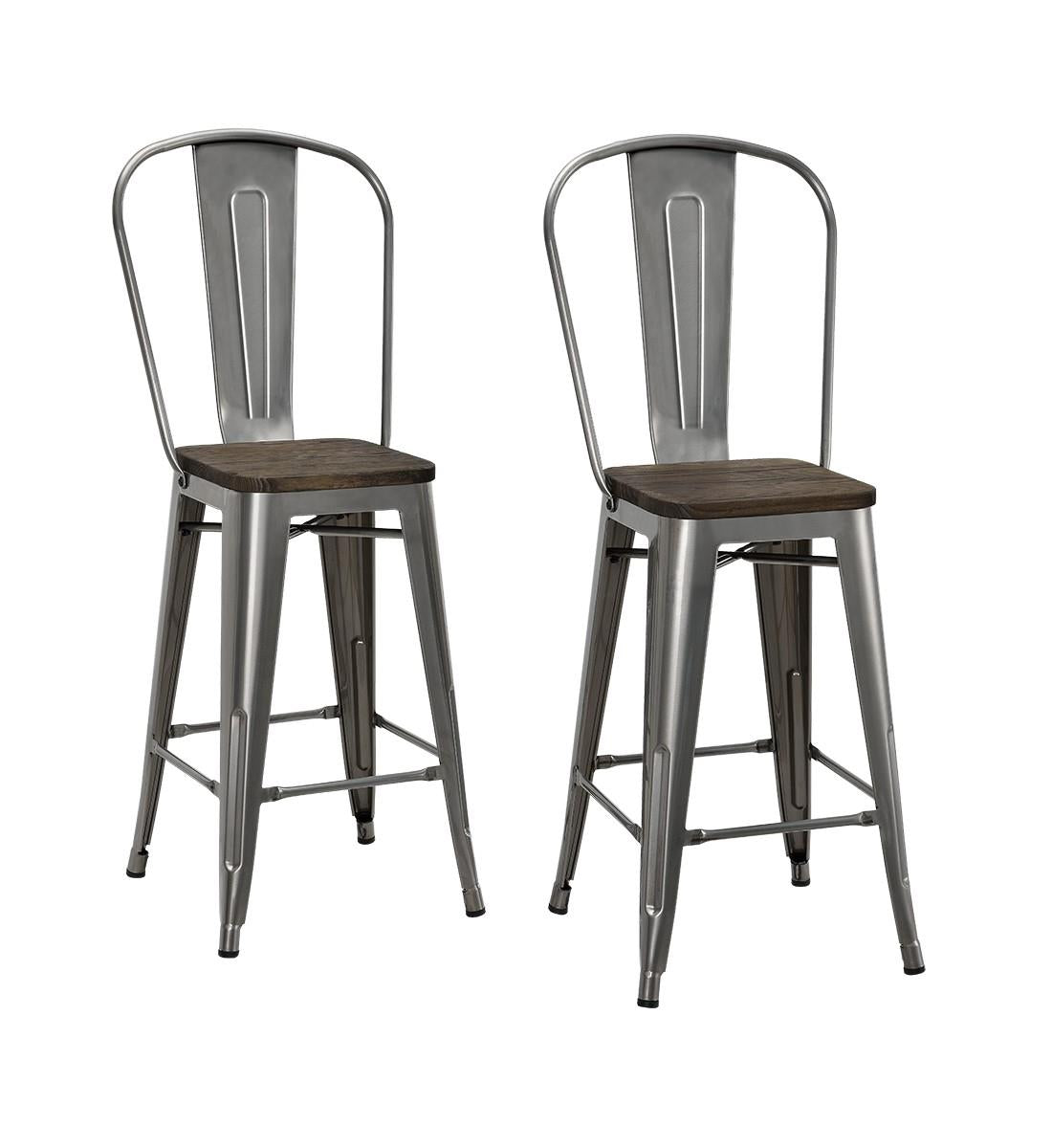 DHP Luxor 24"  Counter Height Bar Stool, Set of 2 - Antique Gun Metal